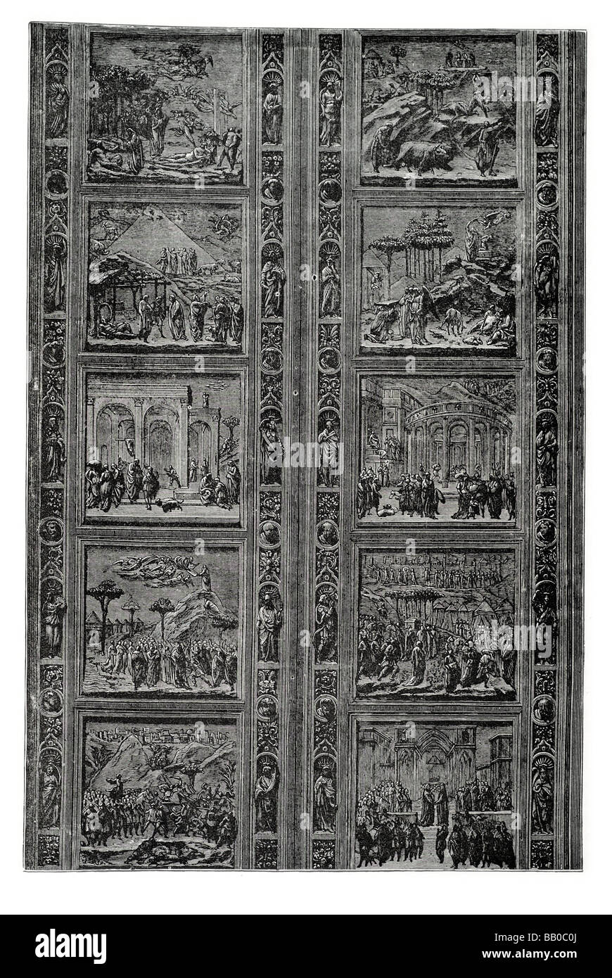 I pannelli della porta del Battistero di San Giovanni Foto Stock