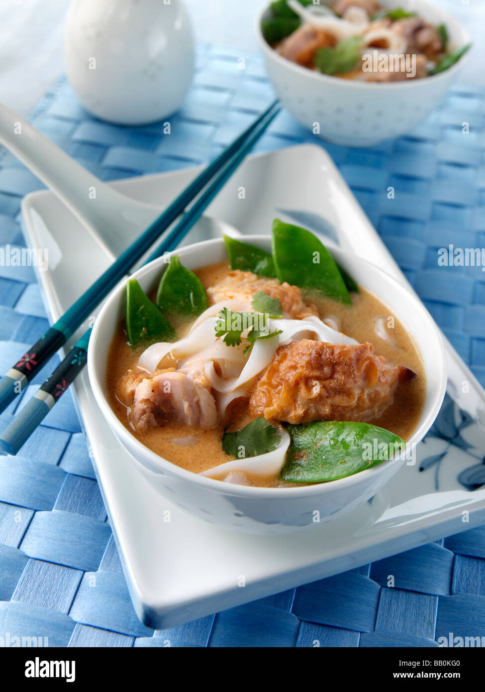 Thai zuppa di noodle al pollo Foto Stock