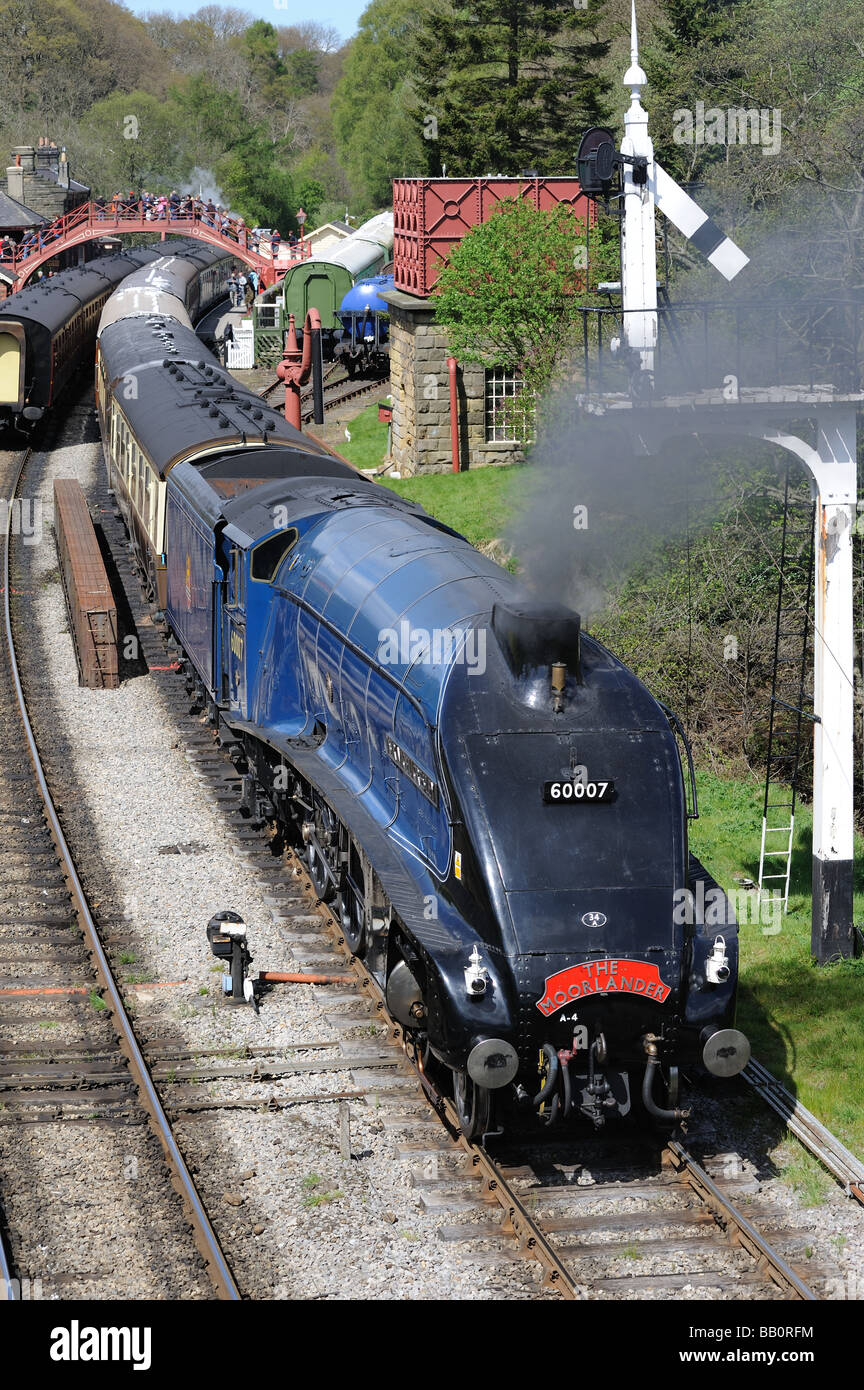 A4 60007 Pacifico Sir Nigel Gresley a Goathland. North Yorkshire Moors Steam Railway Gala. Il 3 maggio 2009 Foto Stock