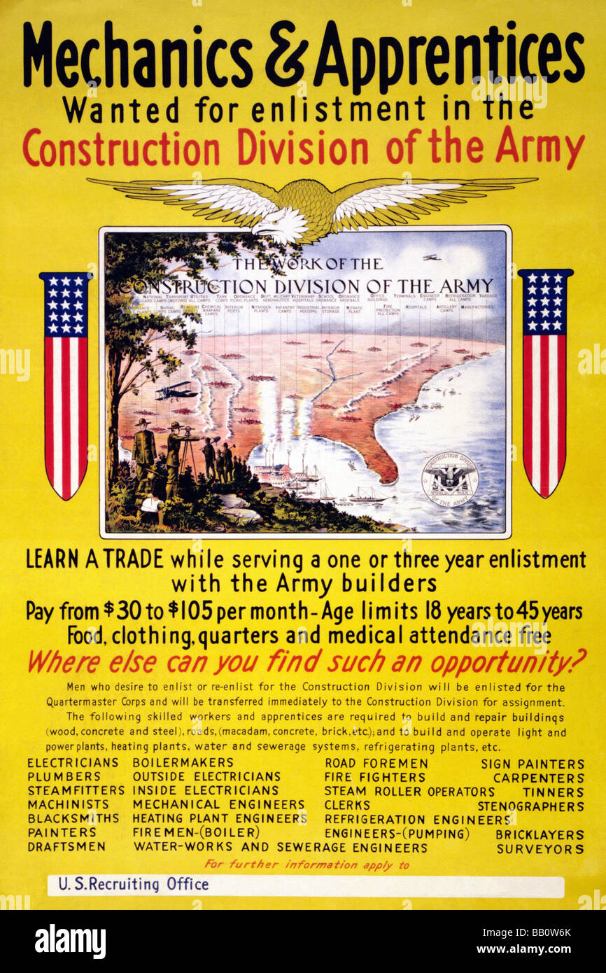 Meccanica e gli apprendisti voluto per l'arruolamento Foto Stock