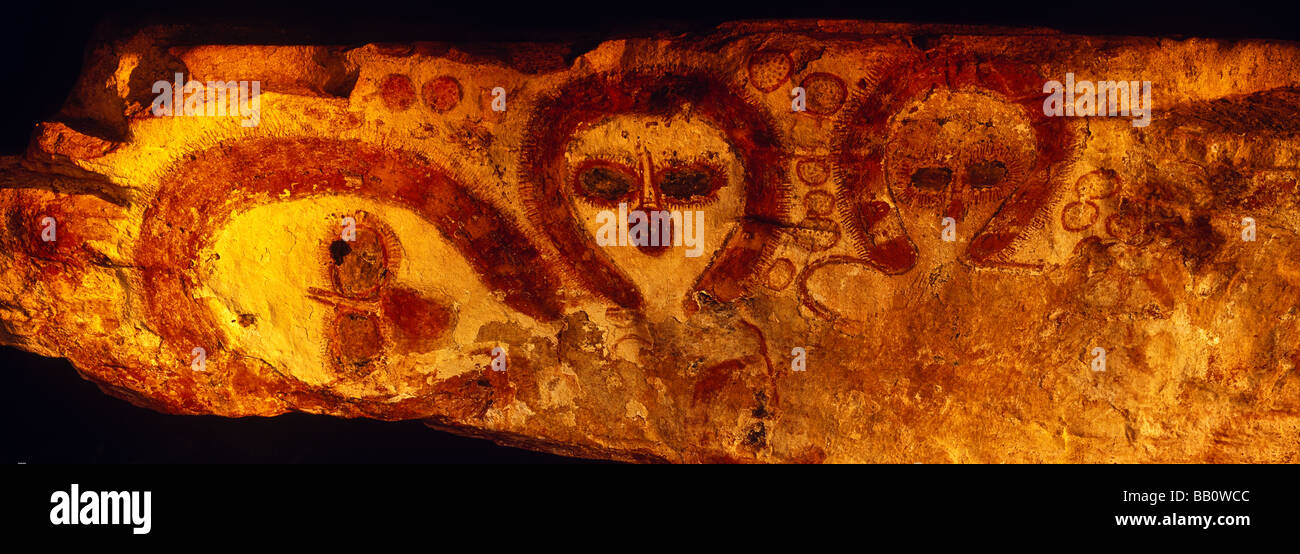 Arte rupestre degli Aborigeni, regione di Kimberley, outback Australia Foto Stock