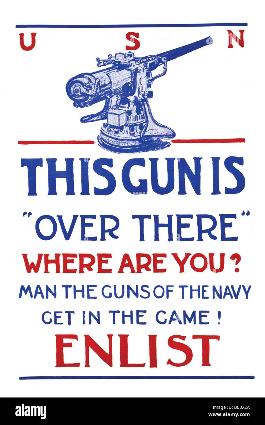 Questo fucile è 'oltre c'--dove sei? L'uomo le pistole della Marina -- Mettersi in gioco!--enlist. Foto Stock