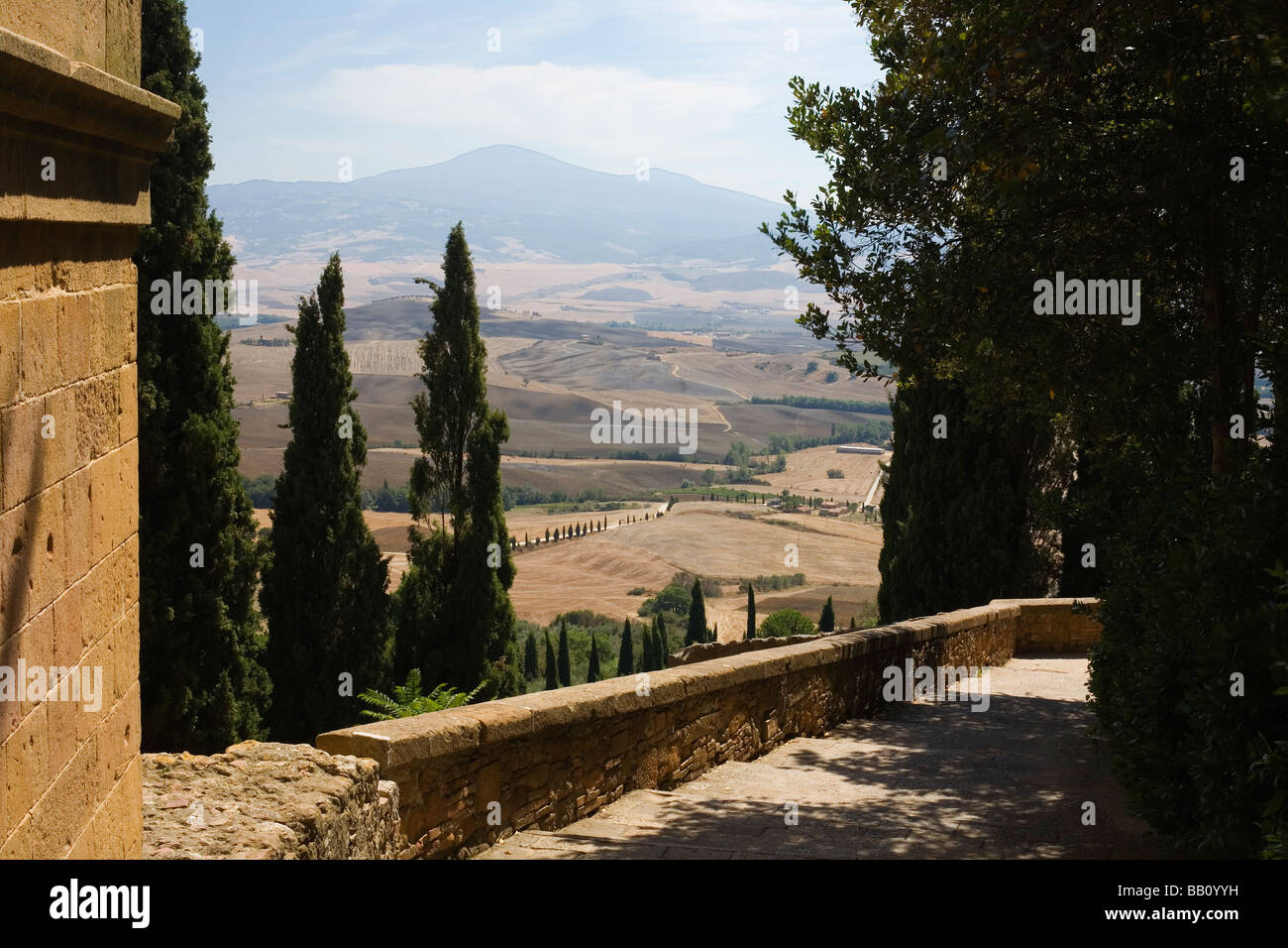 Pienza - vista sulla Val d'Orcia - Toscana - Italia Foto Stock