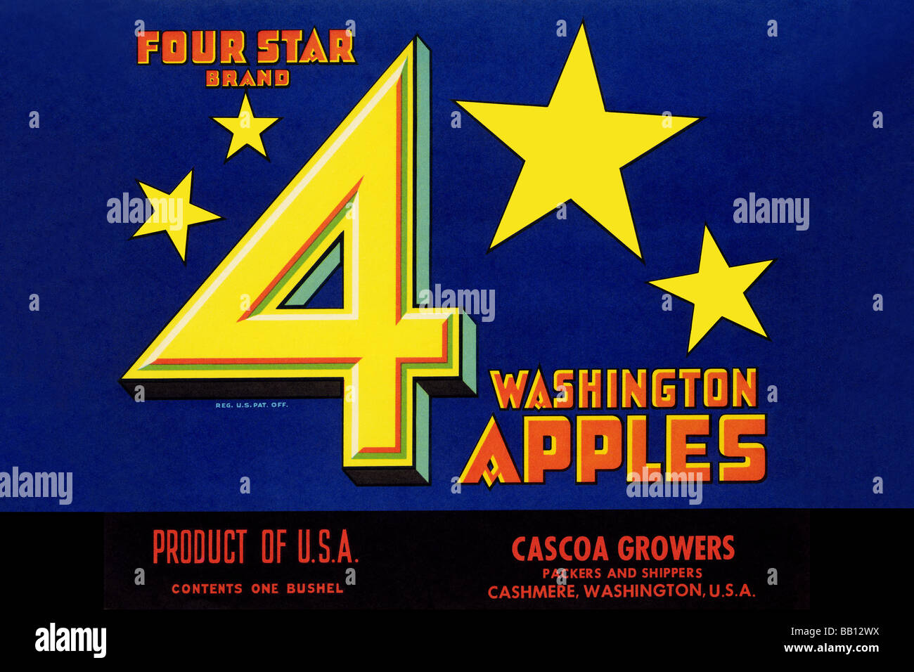 Quattro stelle Washington marca mele Foto Stock
