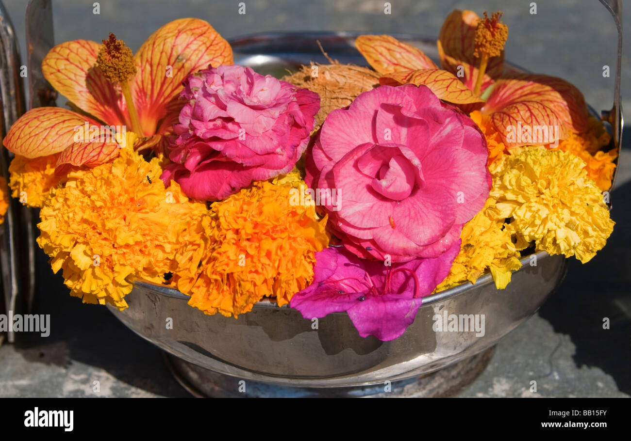 Puja basket a Kurinji Andavar tempio Kodaikanal Tamil Nadu India Foto Stock