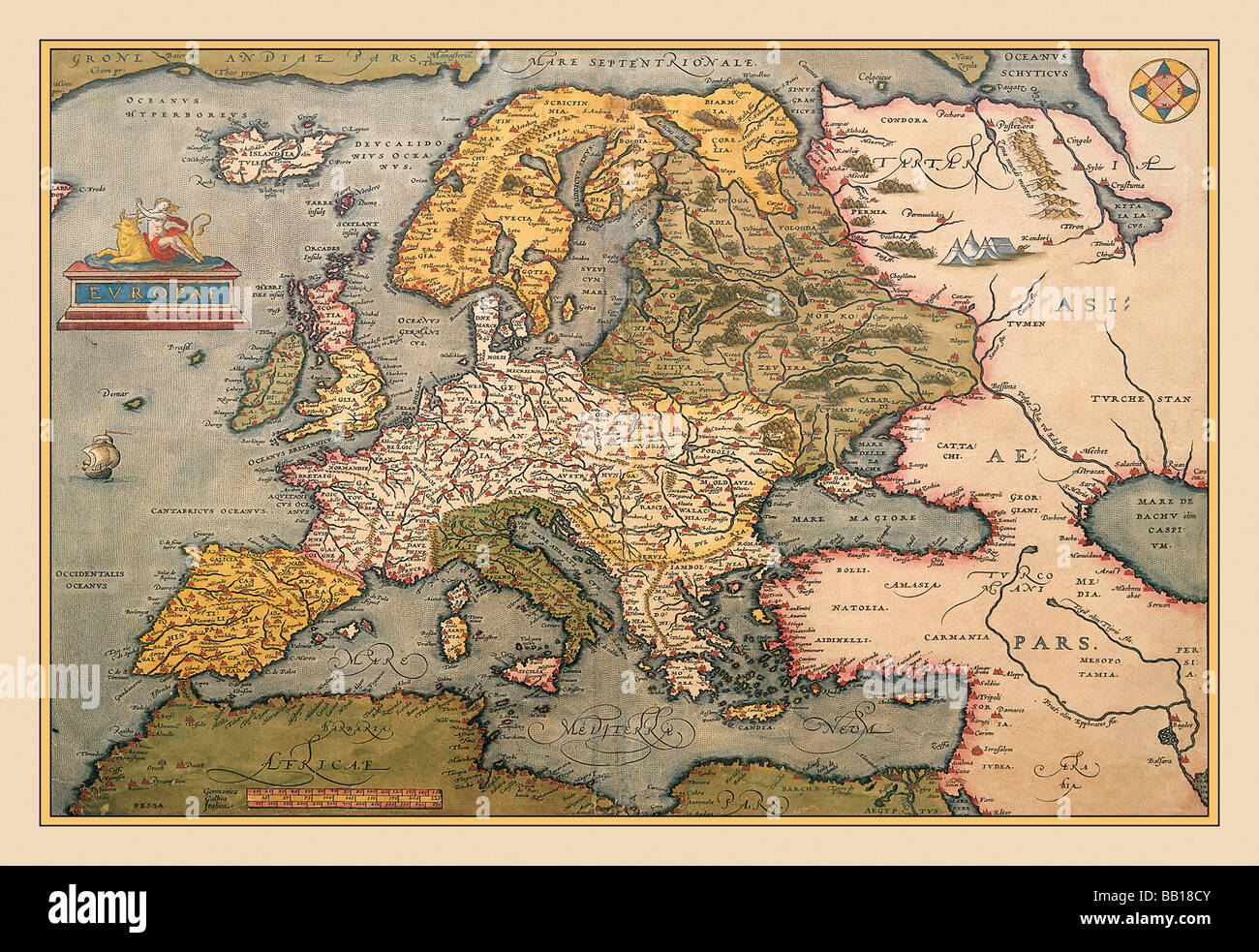Mappa di Europa Foto Stock