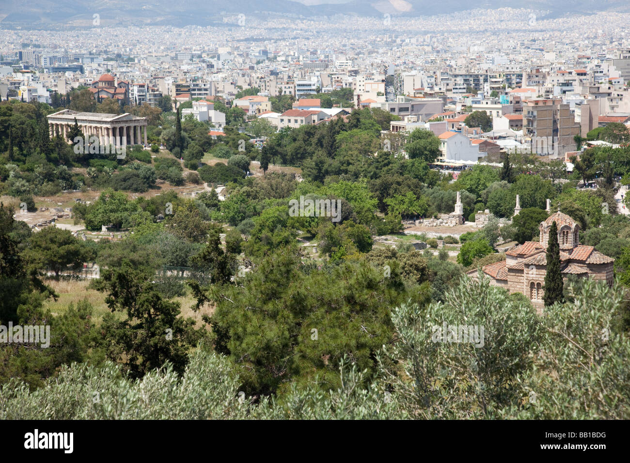 Athens City vista dall'Acropoli Foto Stock