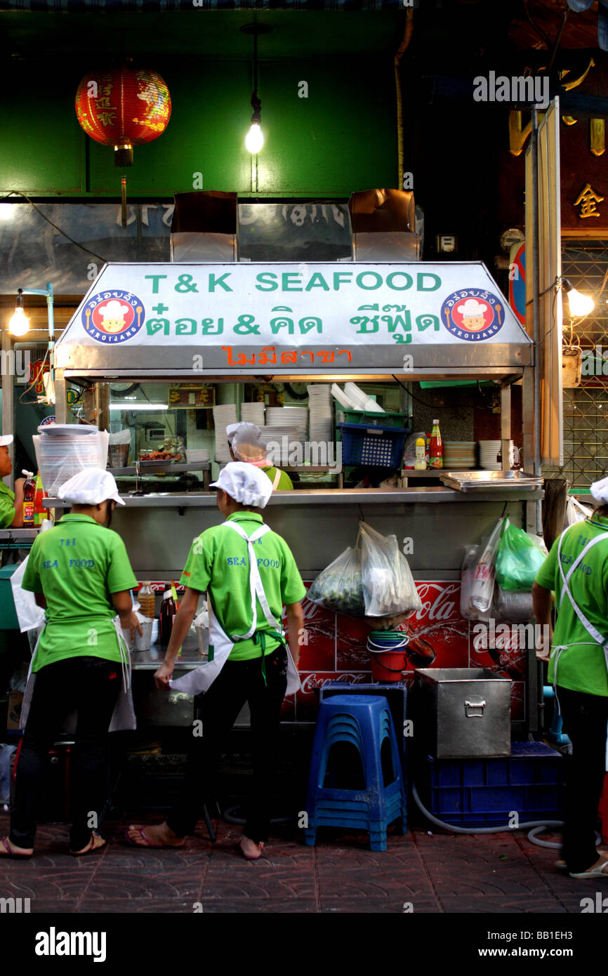 Ristorante di Pesce a Yaowarat road , Bangkok Chinatown , della Thailandia Foto Stock