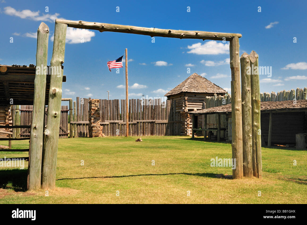 Red River Trading Post una replica di una frontiera trading post presso il Museo delle Grandi Pianure Foto Stock