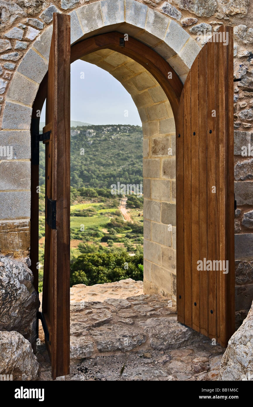 Kritinia cancello di castello, l' isola di Rodi, Grecia Foto Stock