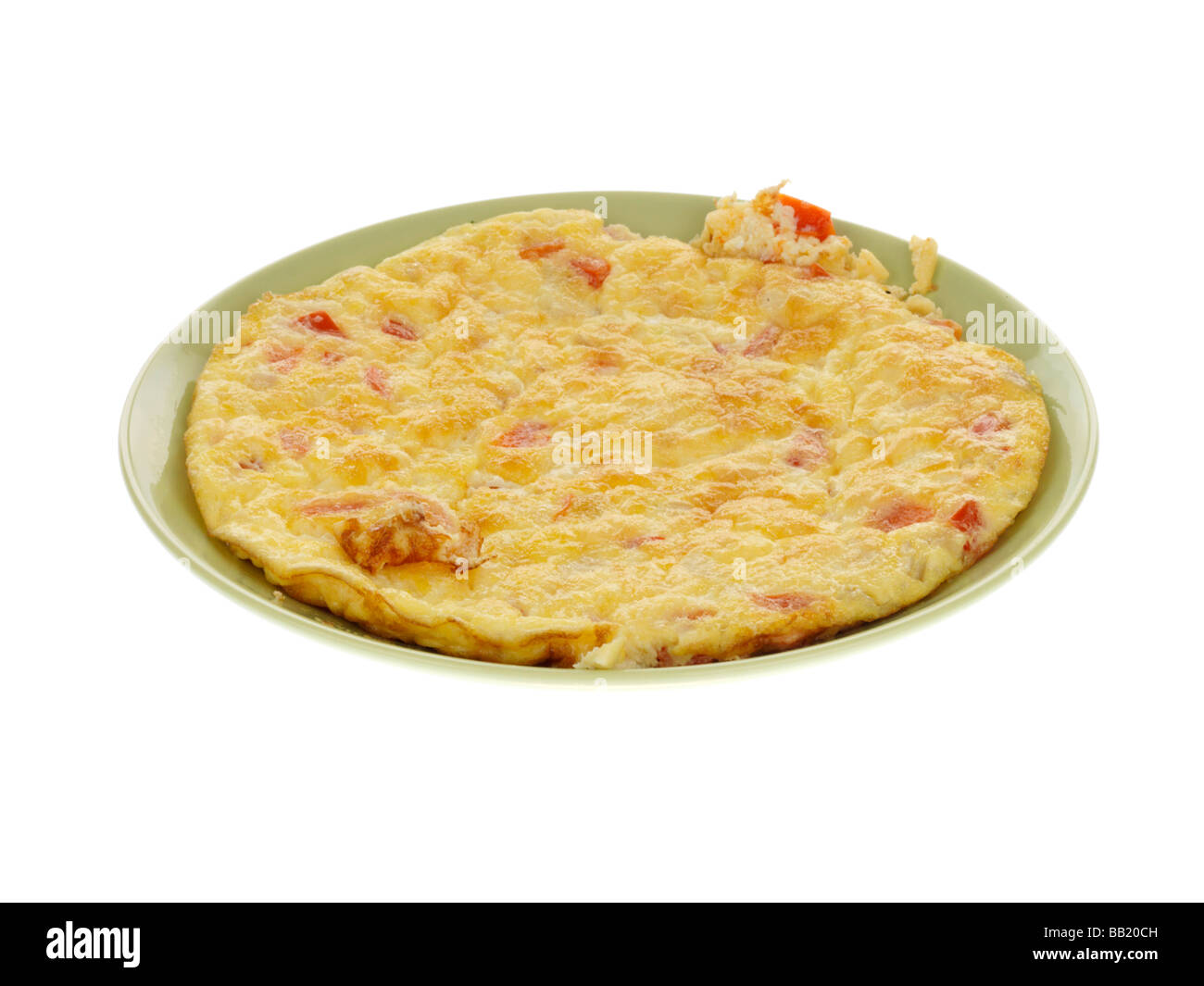 Frittata con peperoncino rosso Formaggio e di scalogni Foto Stock