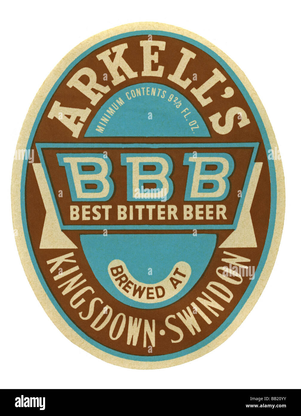 Vecchio britannici di birra per etichetta dell'Arkell BBB (Best Bitter birra), Kingsdown, Swindon, Wiltshire Foto Stock