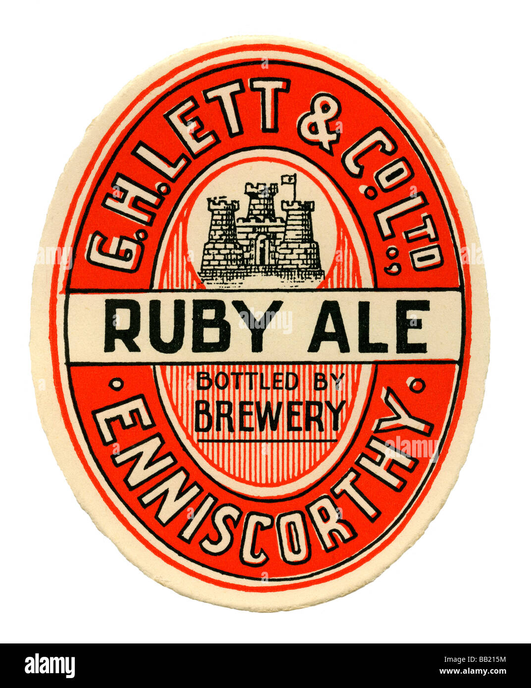Vecchia birra britannica etichetta per Lett & Co's Ale Ruby, Enniscorthy, Irlanda Foto Stock