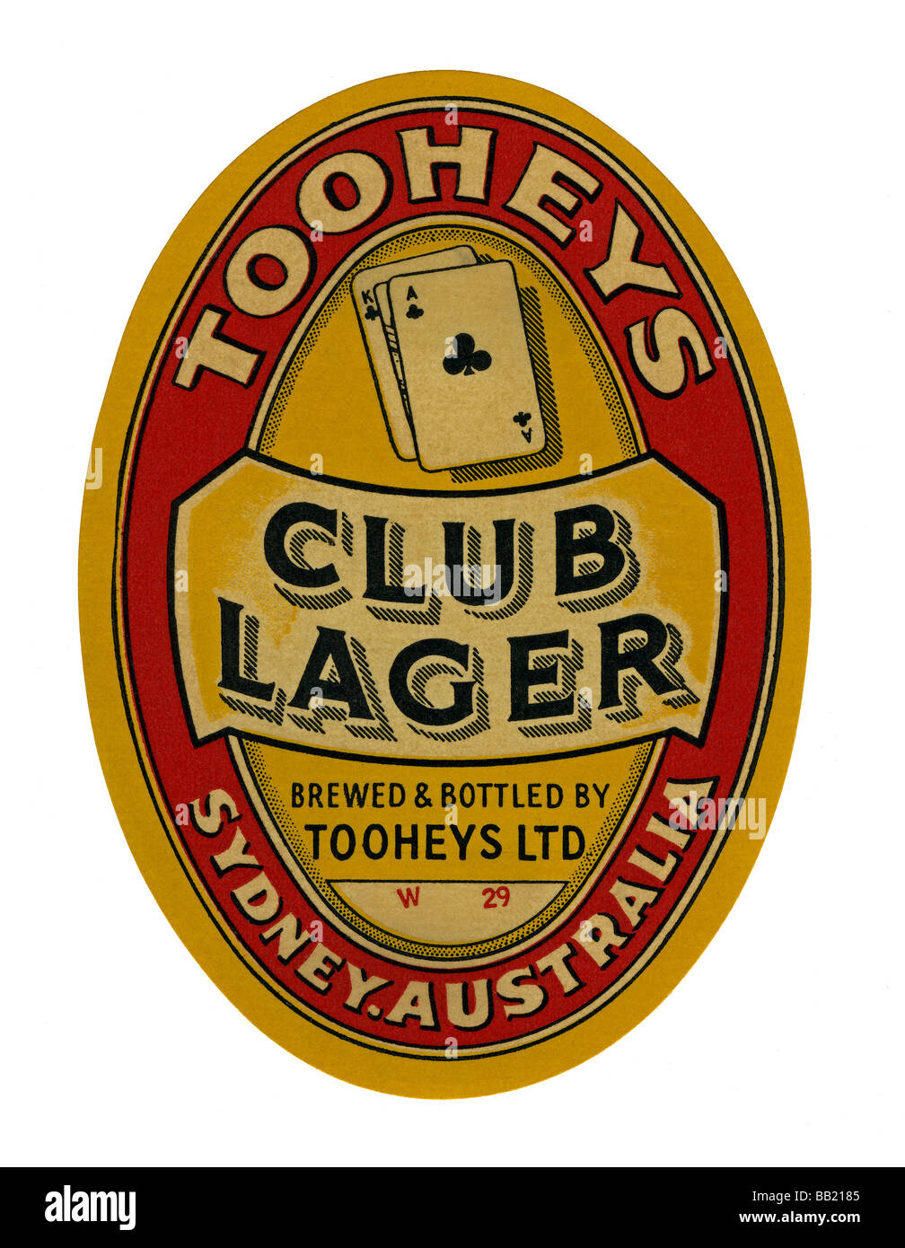 Vecchia birra australiano etichetta per Toohey's Club Lager, Sydney, Nuovo Galles del Sud Foto Stock