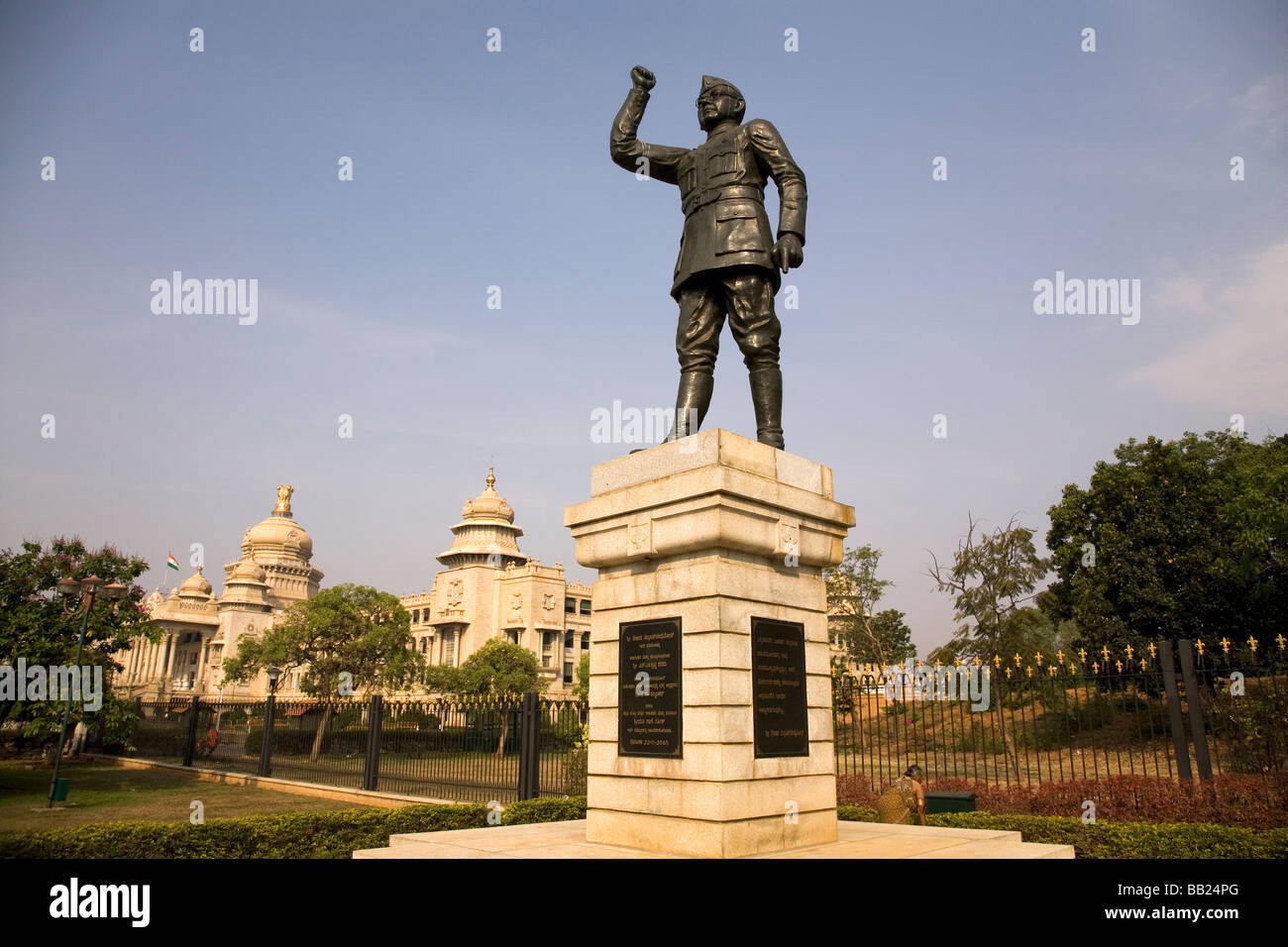 Una statua del leader indiano Subhas Chandra Bose, Indiana leader nazionalista. Foto Stock
