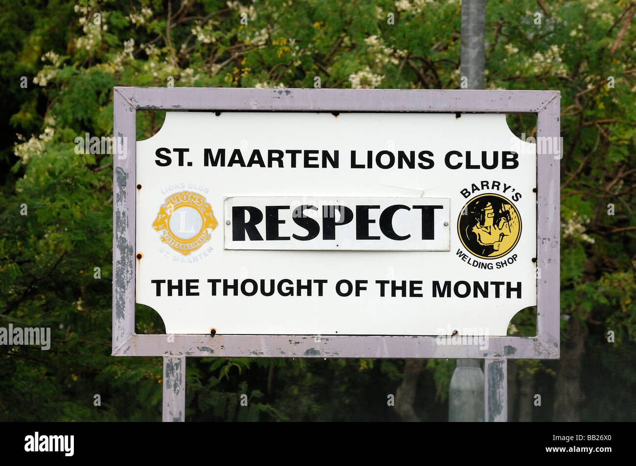 Segno condizionati dai Lions club Foto Stock