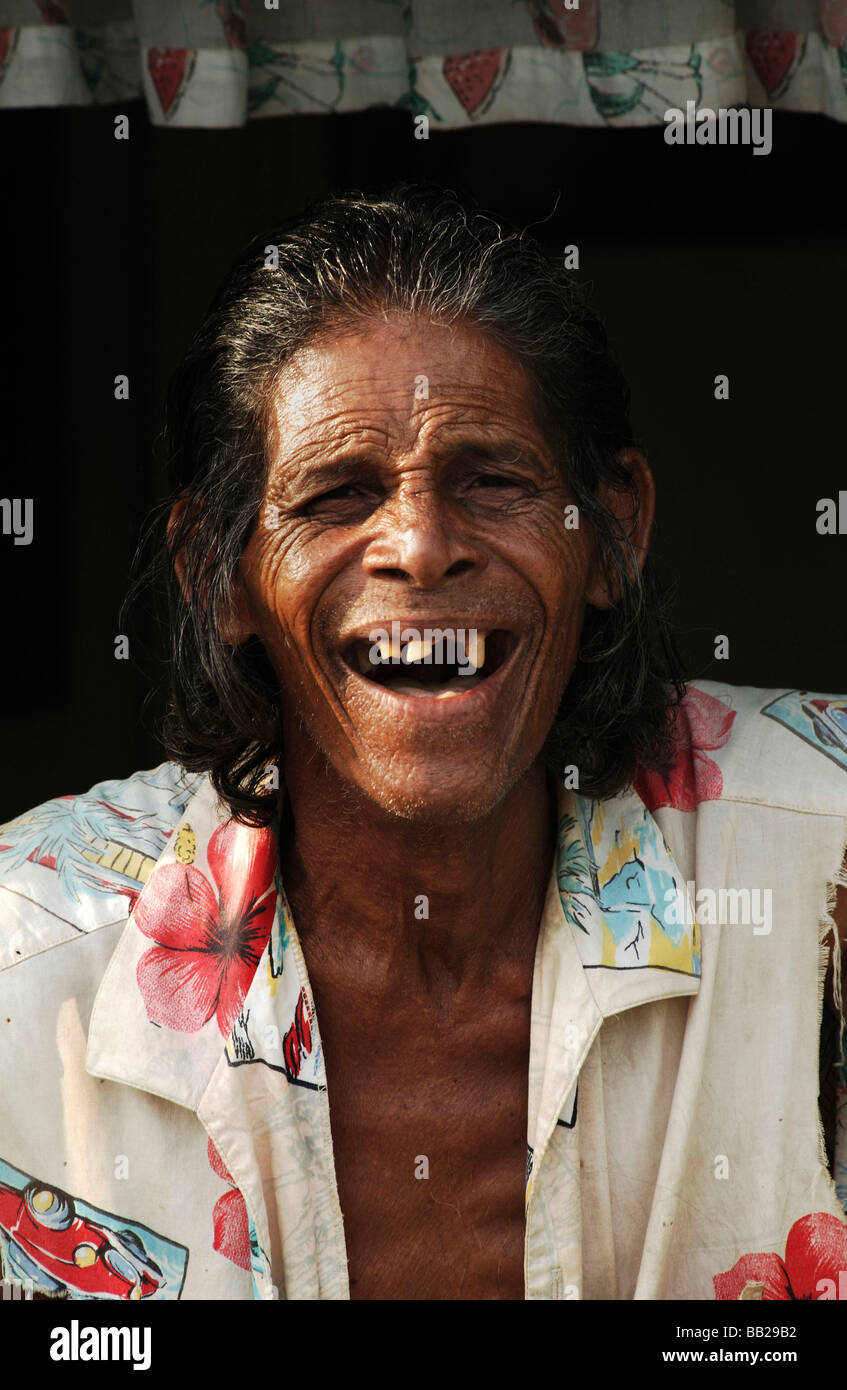 Antille Olandesi Bonaire ritratto di un povero uomo a Rincon Foto Stock