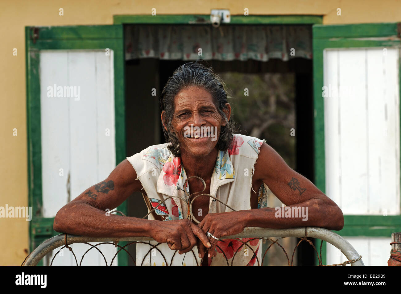 Antille Olandesi Bonaire ritratto di un povero uomo a Rincon Foto Stock