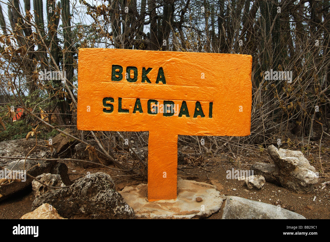 Antille Olandesi Bonaire segno del Washington Slagbaai National Park Foto Stock