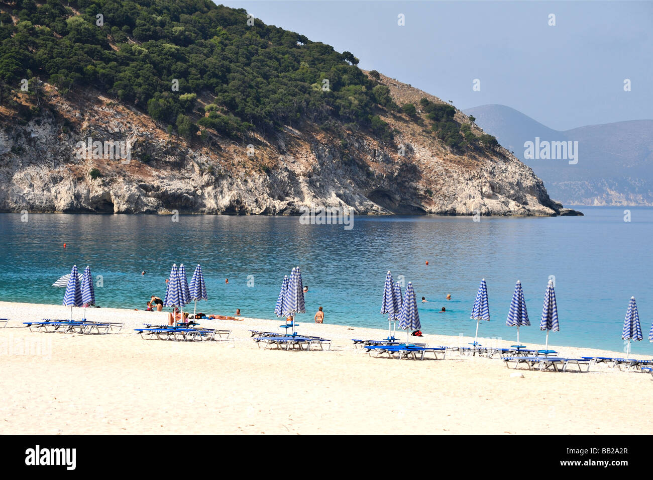 Incredibile spiaggia di Myrtos in Cefalonia, Grecia - ha detto di essere la spiaggia più bella in Europa Foto Stock
