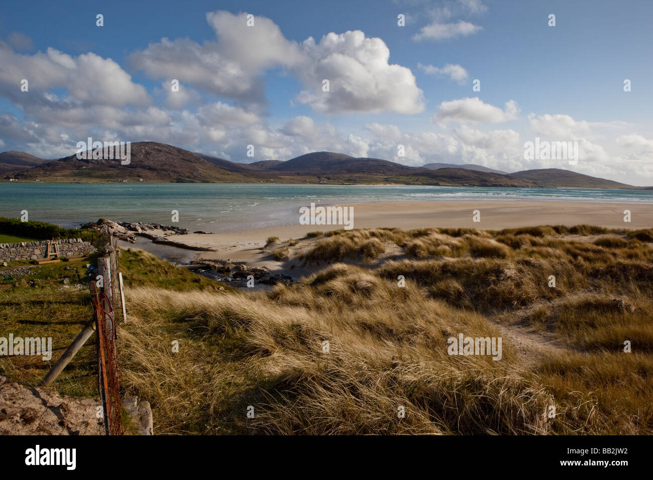 Harris Ebridi Seascape aprono vaste spiagge sulla costa della Scozia Foto Stock