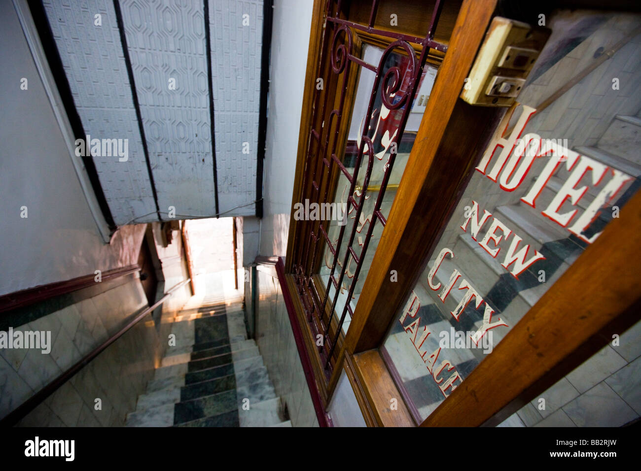 Budget Hotel nuovo palazzo di città nel cuore della Vecchia Delhi India Foto Stock