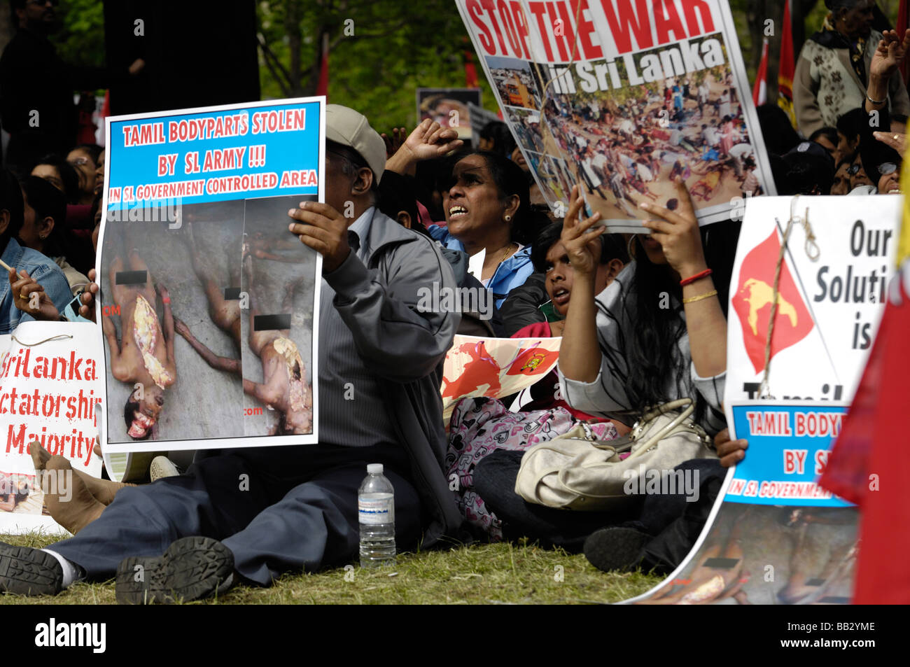 Toronto Tamil proteste contro la guerra in Sri Lanka Foto Stock