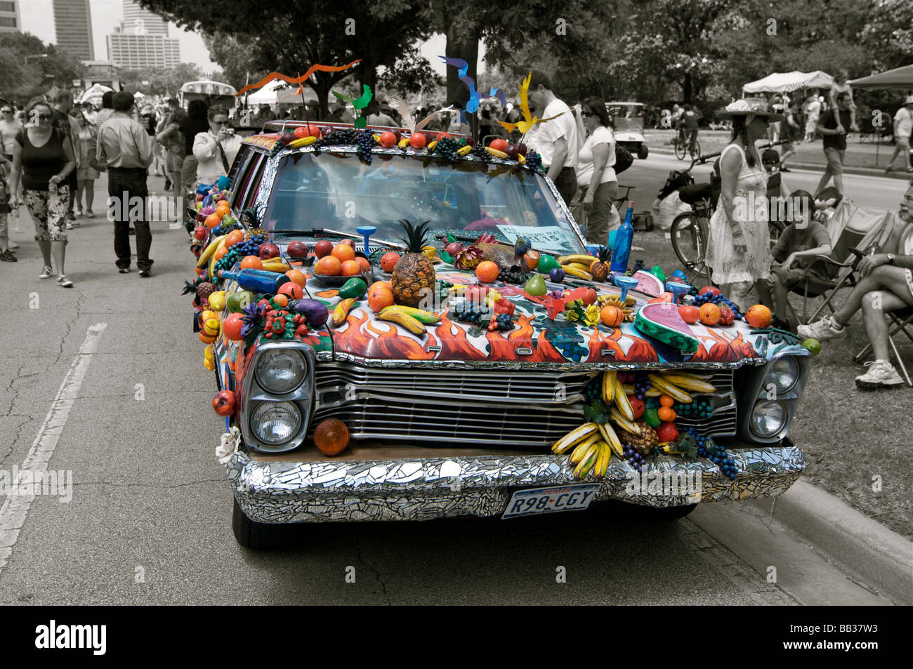 Arte di frutta auto in Houston Texas Parade Foto Stock