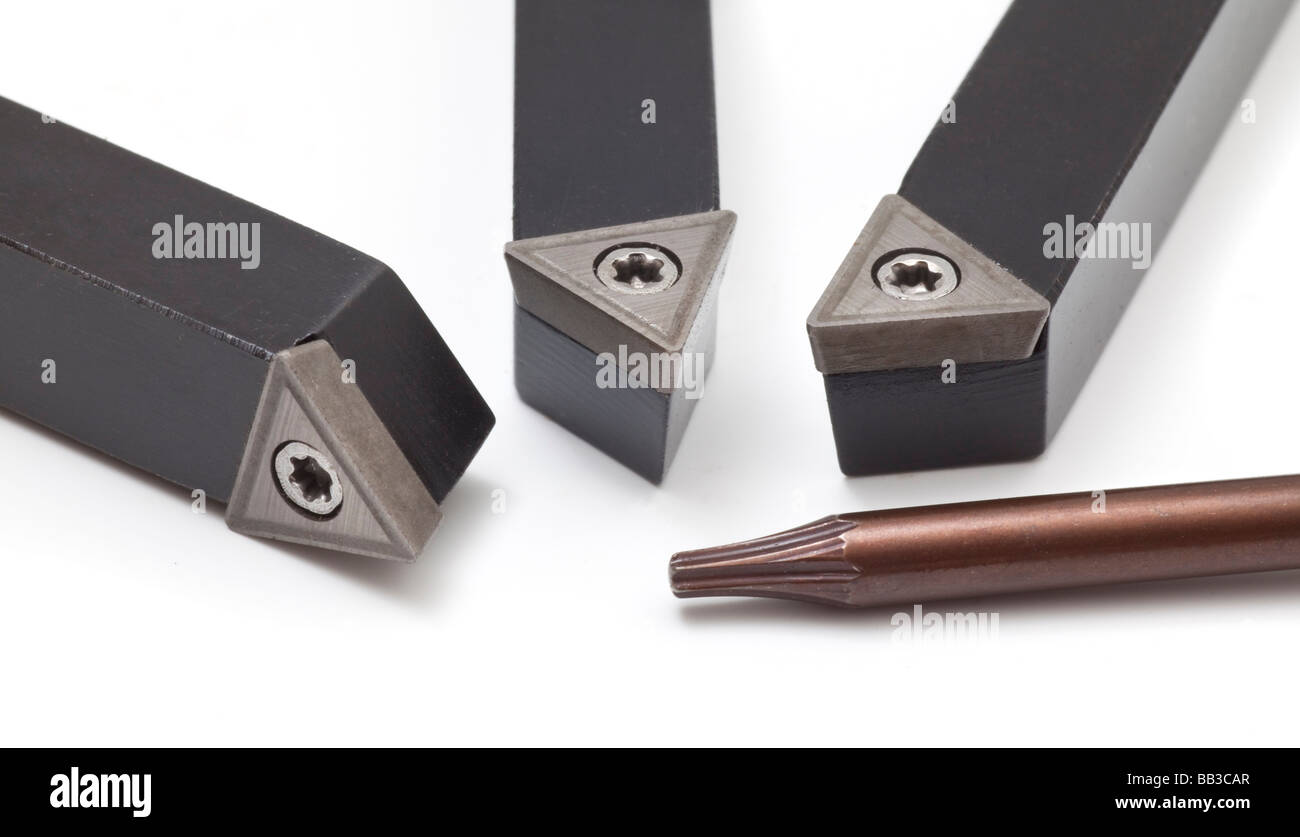 Tornio Inserti indicizzabili tooling con la chiave torx Foto Stock