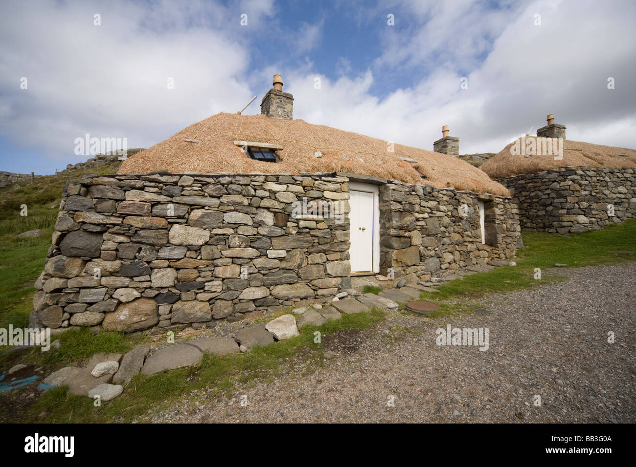 Carloway Regno Unito Scozia GB Blackhouses Gearrannan isola di Lewis Foto Stock
