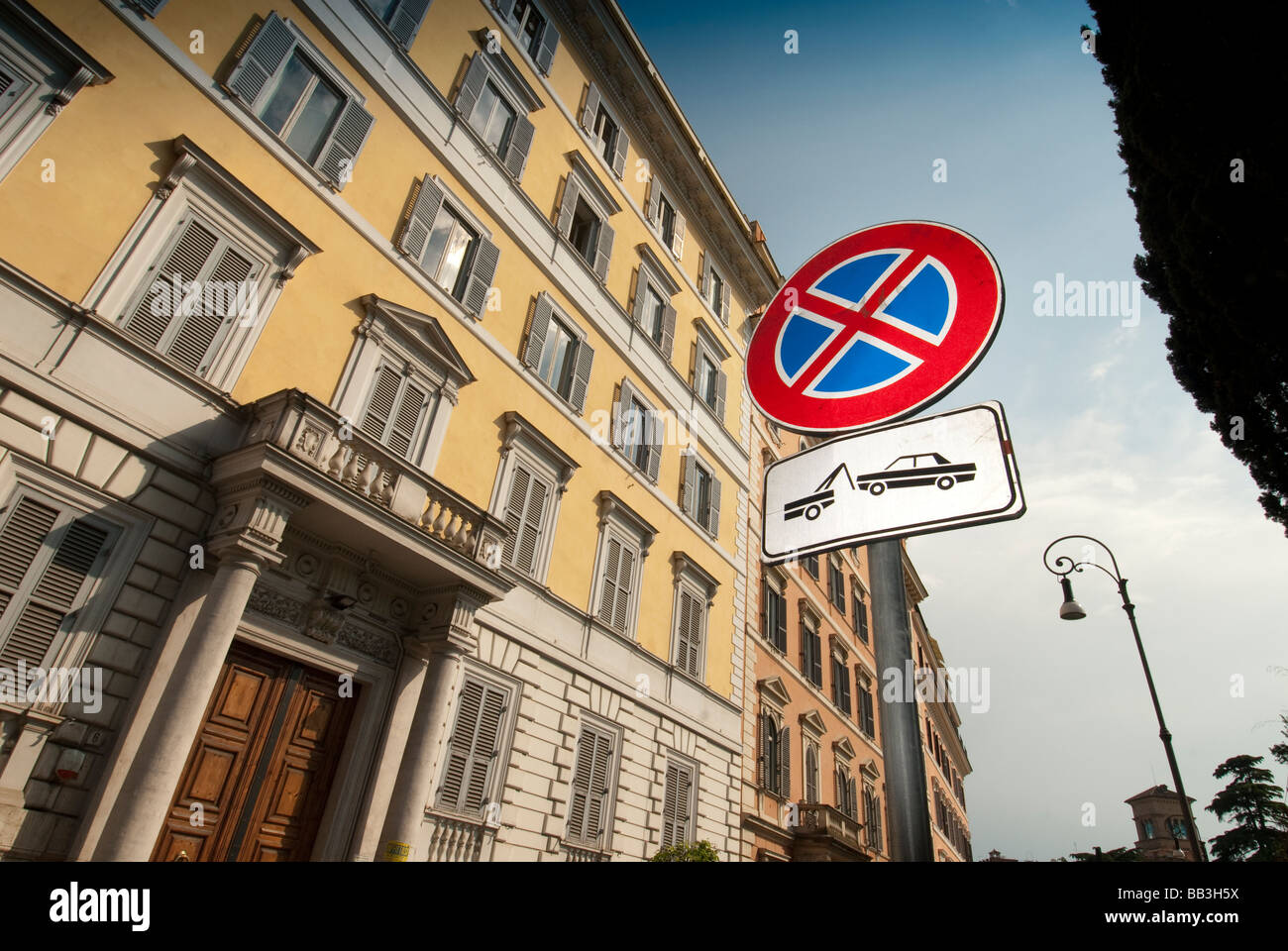 Nessun segno di parcheggio a roma Foto Stock