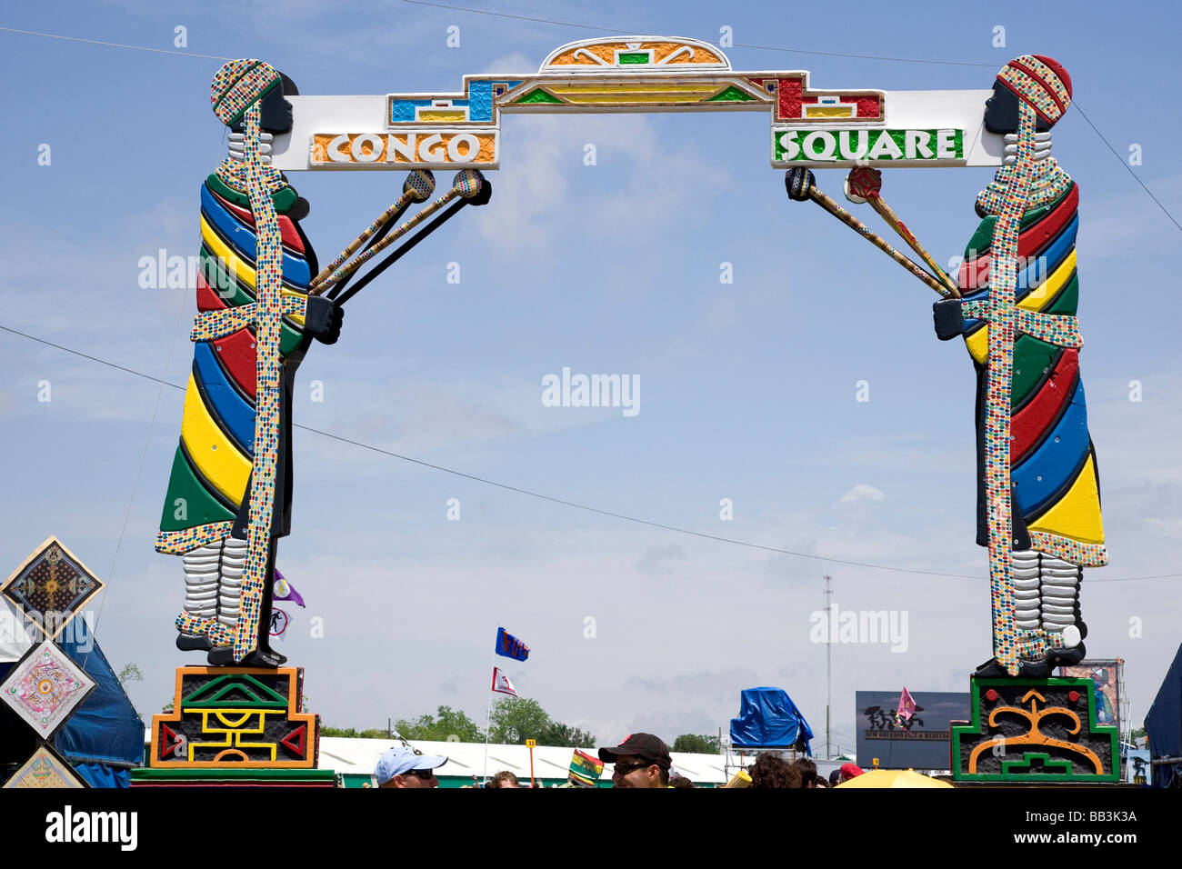 Stati Uniti d'America, Louisiana, New Orleans. Segno su ingresso al Congo Square presso il Festival del Jazz e del patrimonio culturale. Foto Stock