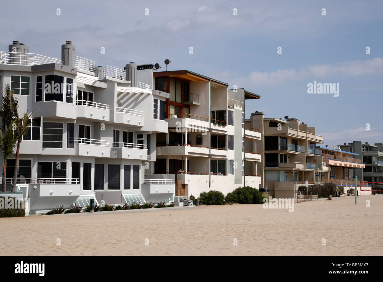 Fronte spiaggia case lungo Ocean Front Walk venice beach los angeles california usa Foto Stock