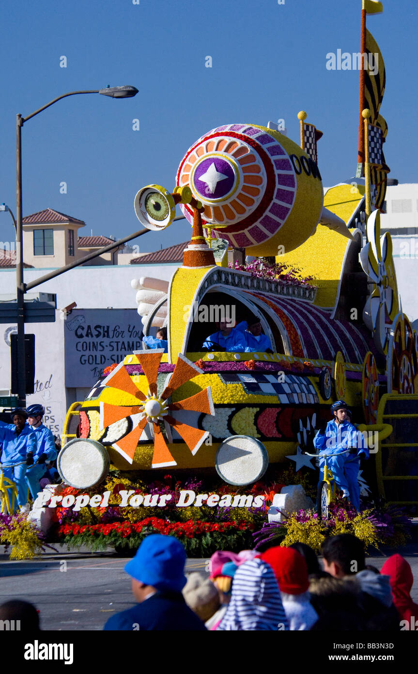 California, Pasadena. 2009 Torneo di rose, Rose Parade. Kaiser Permanente spingere i vostri sogni galleggiante. Foto Stock