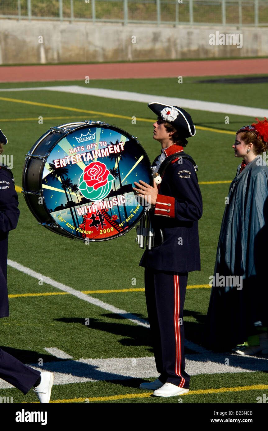 California, Pasadena. 2009 Torneo di Rose Bandfest. Homewood Patriot Band da Homewood, Alabama. Foto Stock