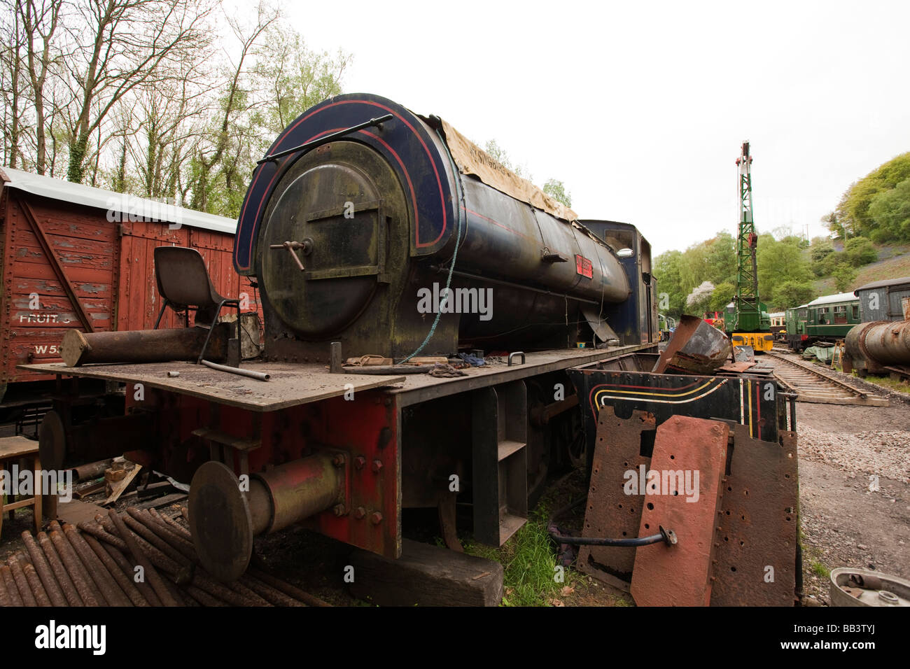 Regno Unito Gloucestershire Foresta di Dean Dean foresta Hunslet ferroviaria serbatoio a sella locomotore Wilbert awiaing restauro Foto Stock