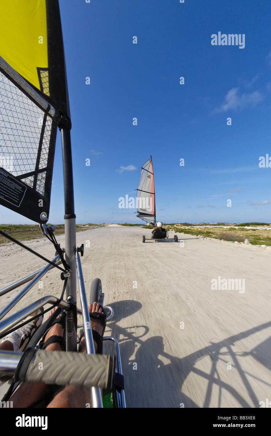 Landsailing, Bonaire, Paesi Bassi, Antille Foto Stock