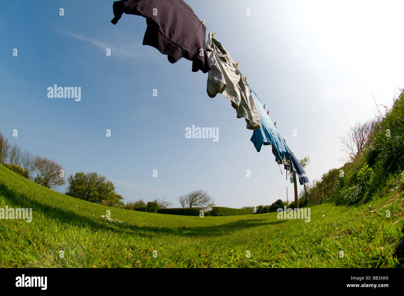 Lavaggio e asciugatura sulla linea Foto Stock