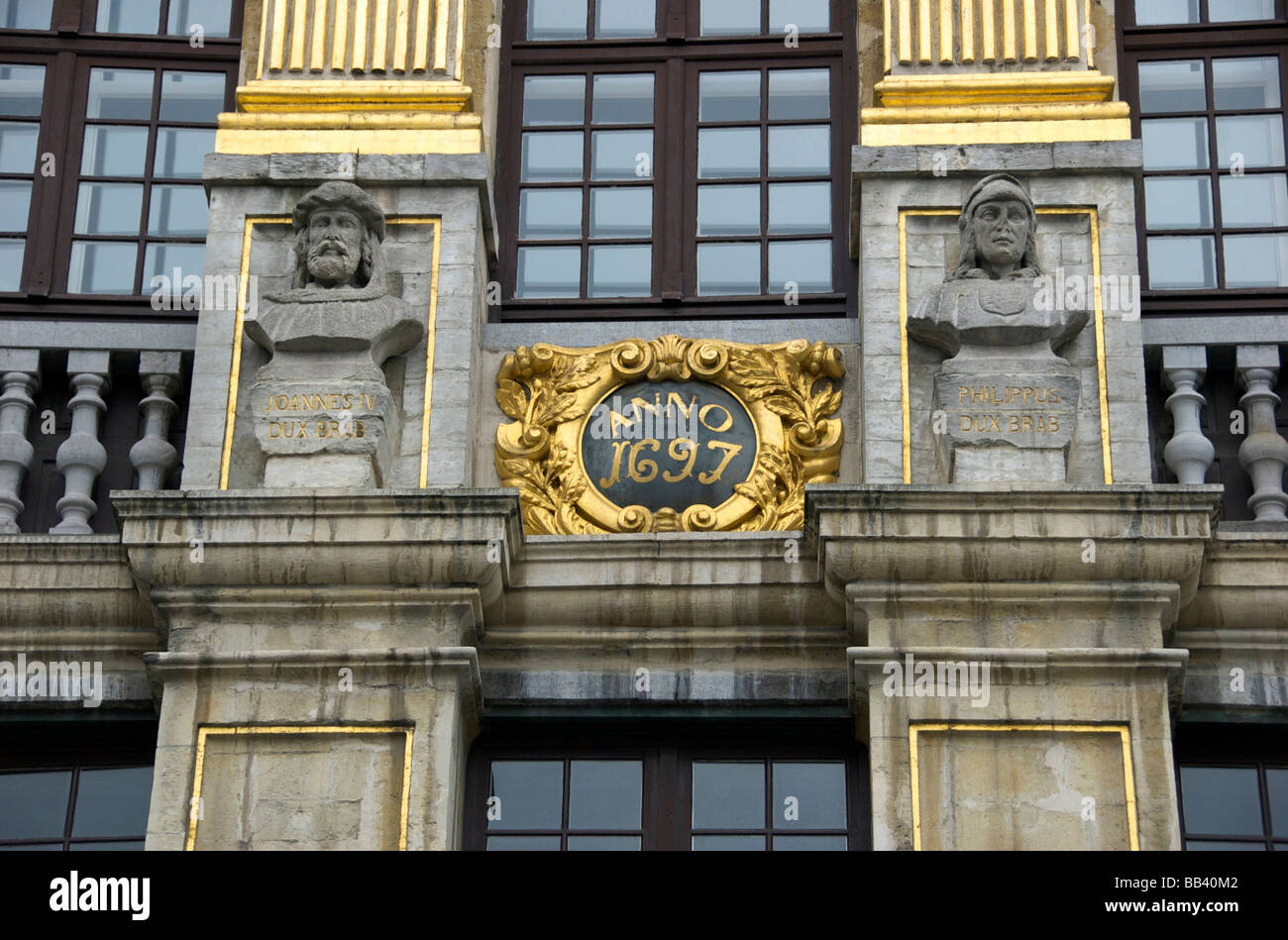 L'Europa, il Belgio, la regione di Bruxelles-Capitale, Bruxelles, Brussel, Bruxelles, dettaglio di La Maison des Ducs de Brabant in Grand Place Foto Stock