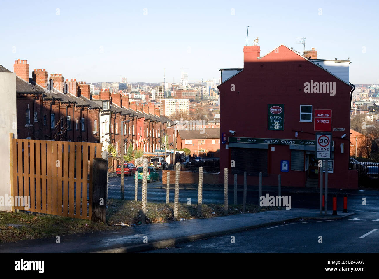 Interno della città strade Leeds West Yorkshire Dic 2008 Foto Stock