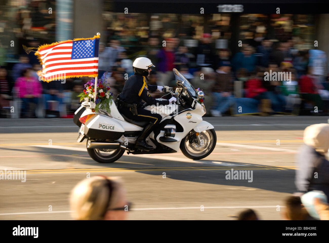 California, Pasadena. 2009 Torneo di rose, Rose Parade. Pasadena dipartimento di polizia. Foto Stock