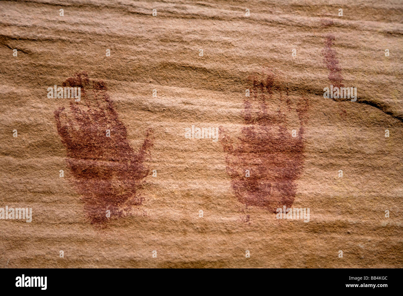 Il pittogramma preistorico creato dal Puebloans ancestrale precedentemente noto come Anasazi in Grand Gulch Utah Foto Stock