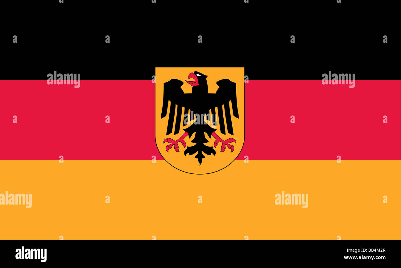 Bandiera della Germania con dettaglio della cresta. Foto Stock