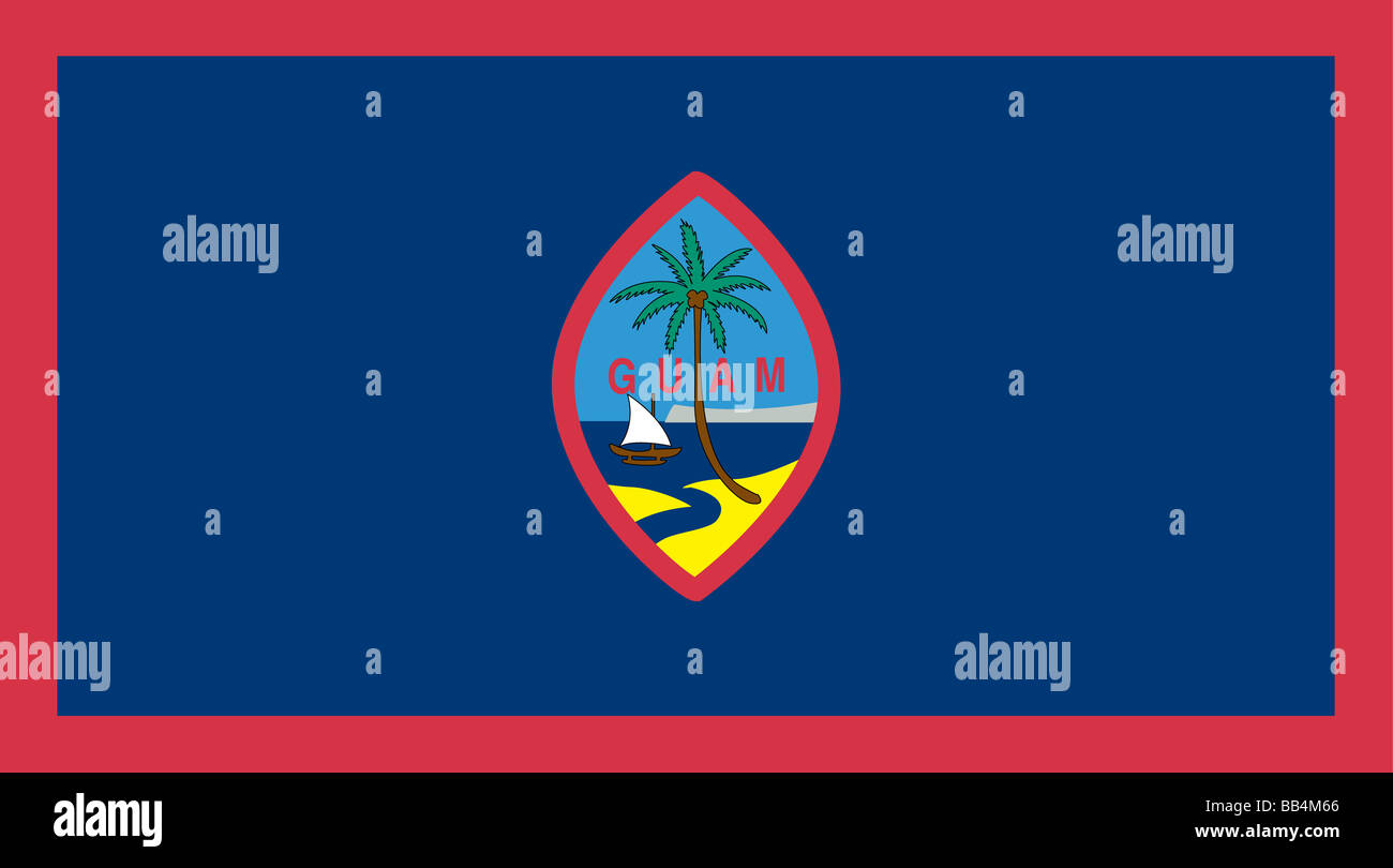 Bandiera di Guam, un isola territorio degli Stati Uniti del Nord Oceano Pacifico. Foto Stock