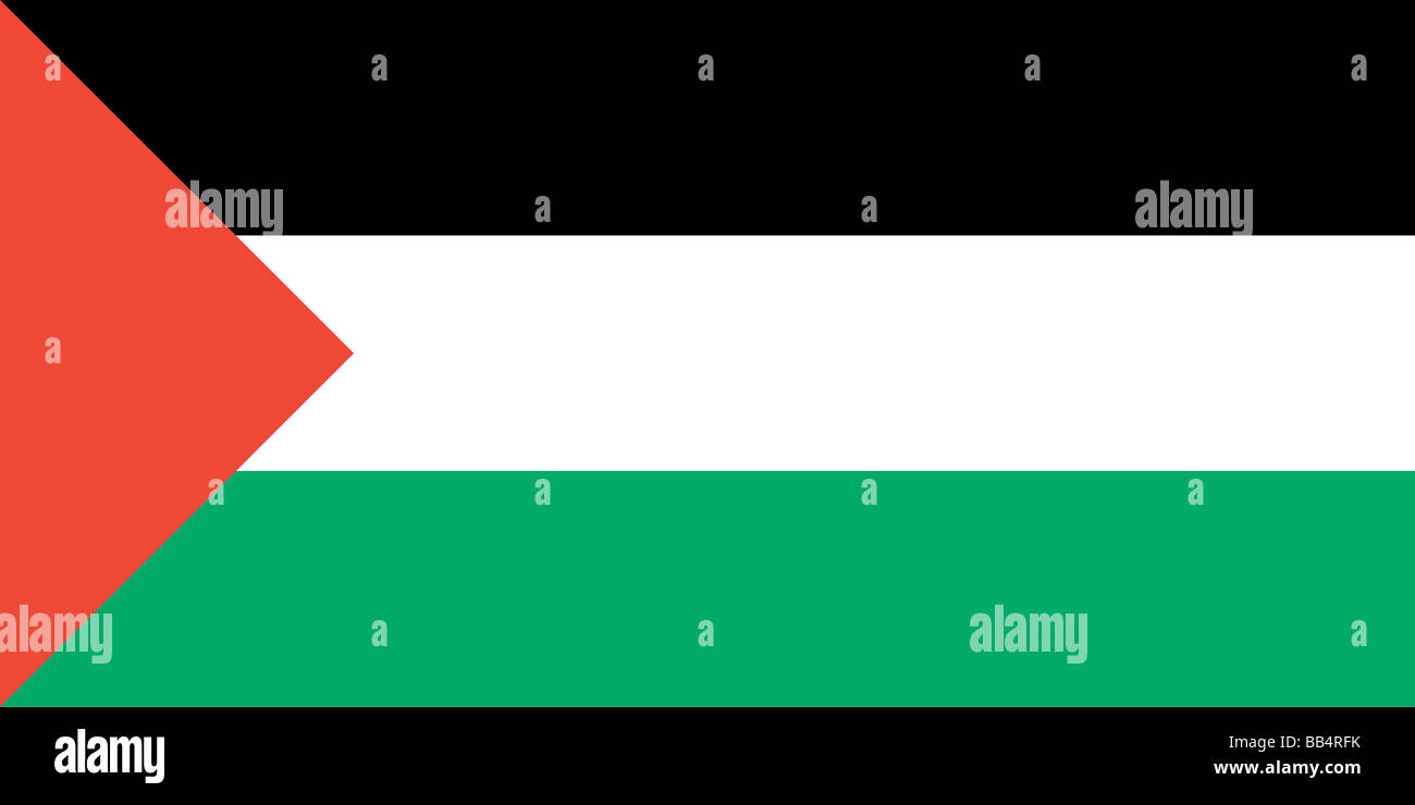 Bandiera dell'Autorità palestinese, il corpo direttivo dei territori autonomi palestinesi della Cisgiordania e della Striscia di Gaza. Foto Stock