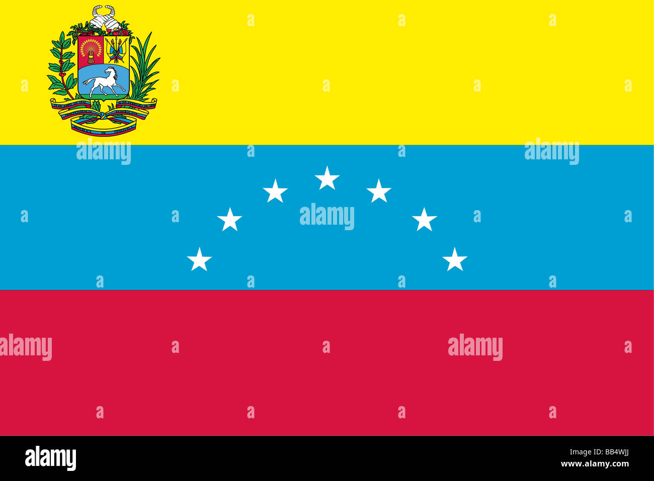 Venezuela del flag dal 1864 fino al 2006, quando un ottavo star è stato aggiunto per rappresentare la provincia storica della Guayana. Foto Stock