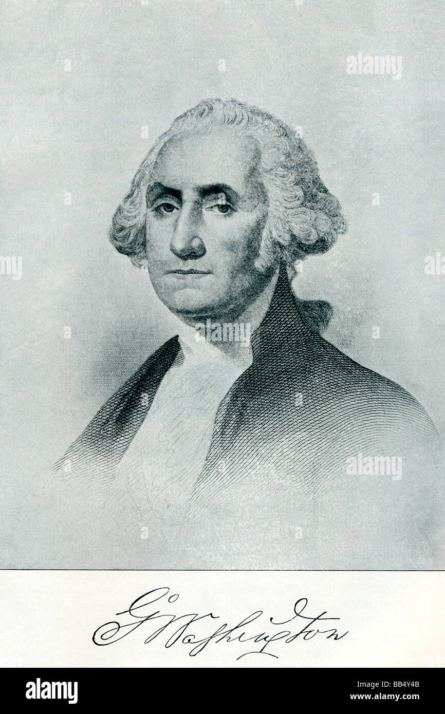 George Washington e la sua firma Foto Stock