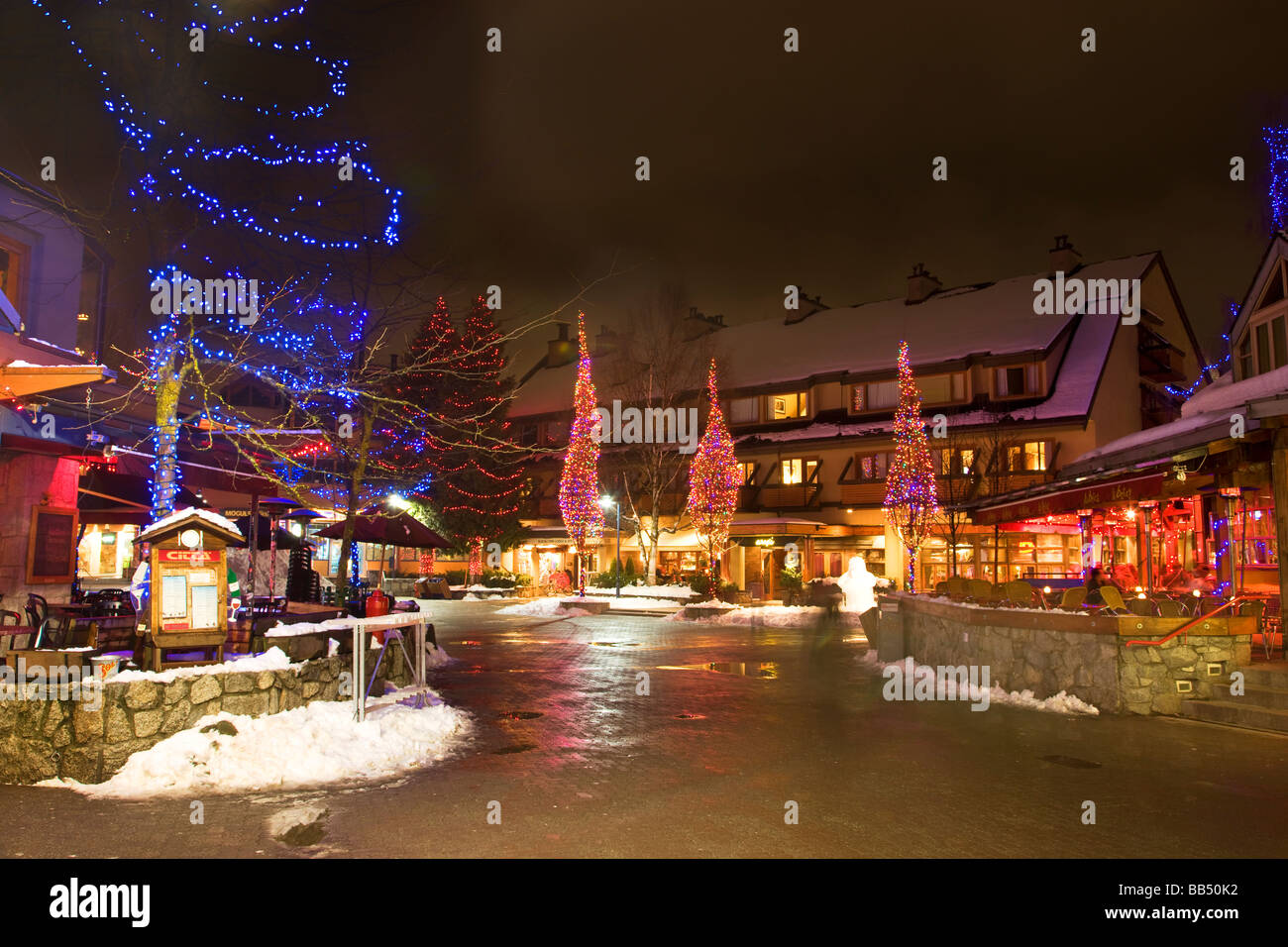 La città di Whistler uno dei luoghi di ritrovo di host per l'invernali di Vancouver 2010 della Columbia britannica in Canada Foto Stock