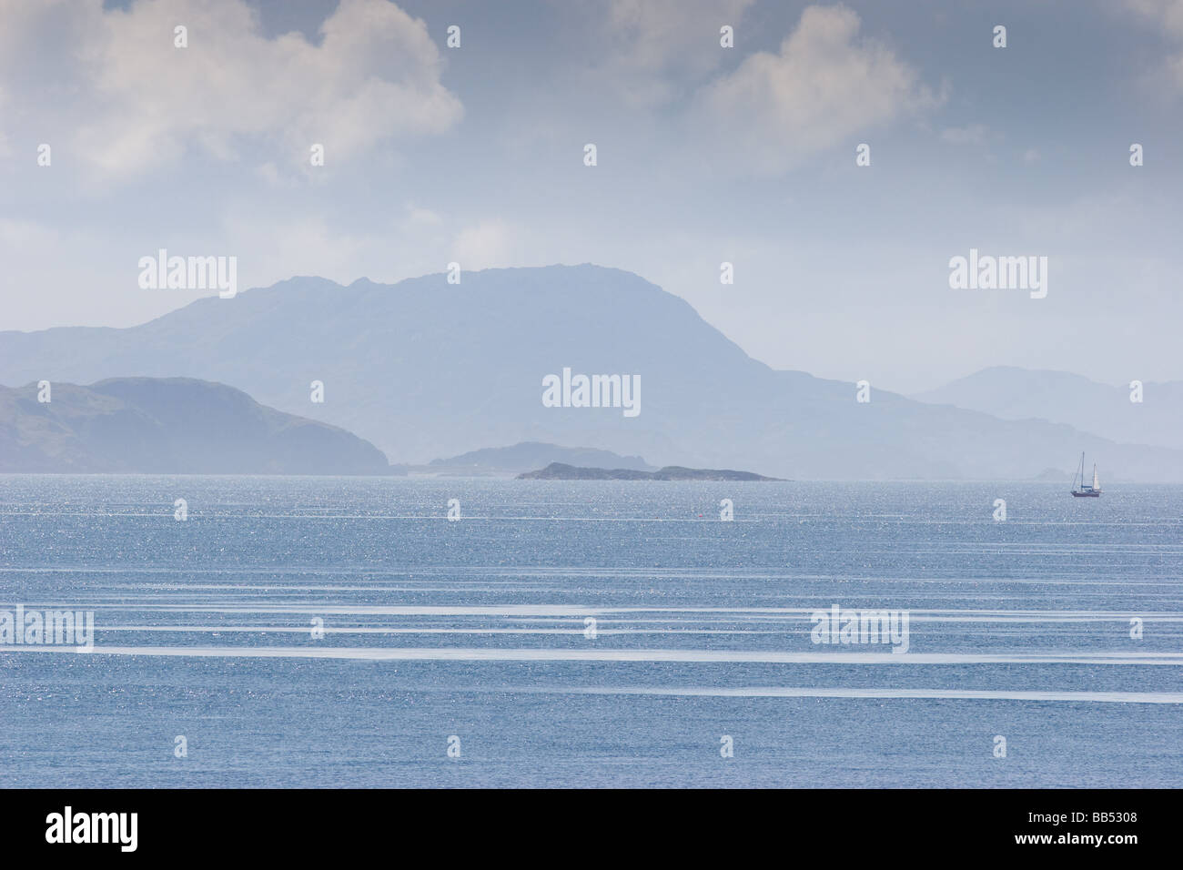 Perfetto meteo scozzese sul traghetto tra Oban e l'Isle of Mull Foto Stock
