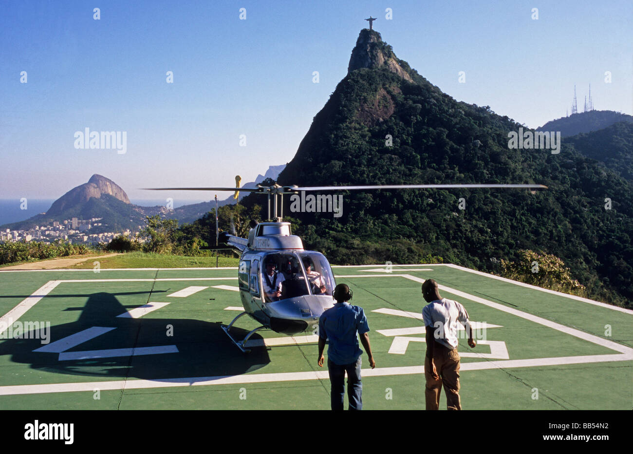 Elicottero Dona Marta Elipad Rio de Janeiro in Brasile Foto Stock